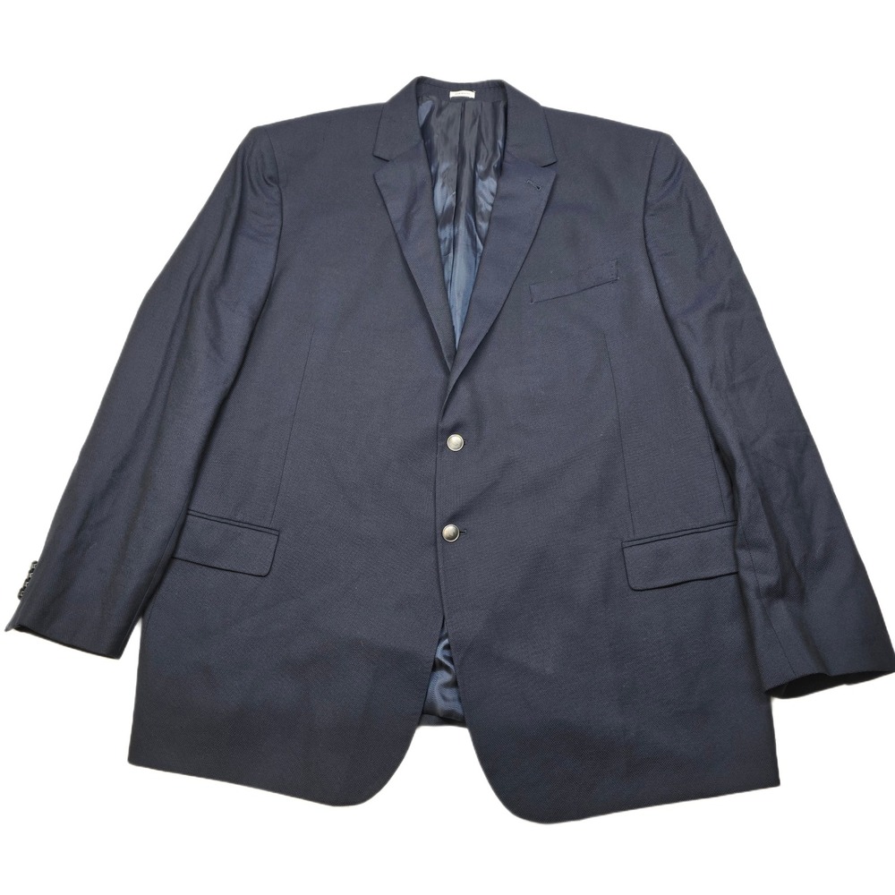 Joseph Abboud Sport Coat Mens 52L 52 Navy Blue Birdseye Blazer Exec Fit Wool